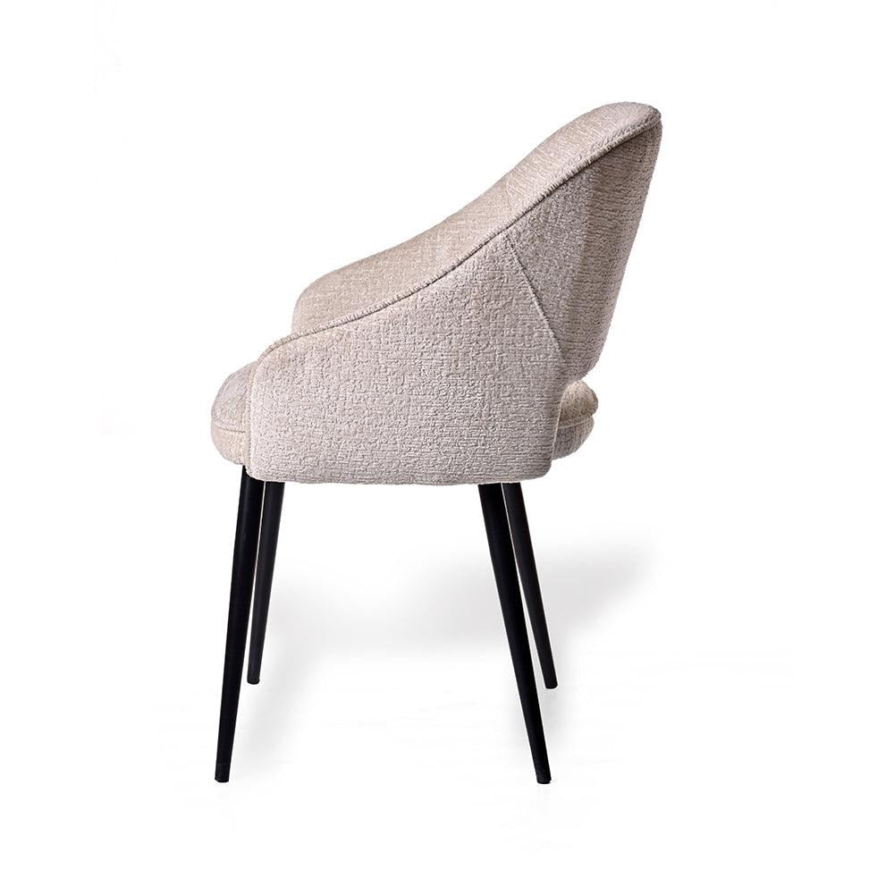 Curved Beige Fabric Dining Chair
