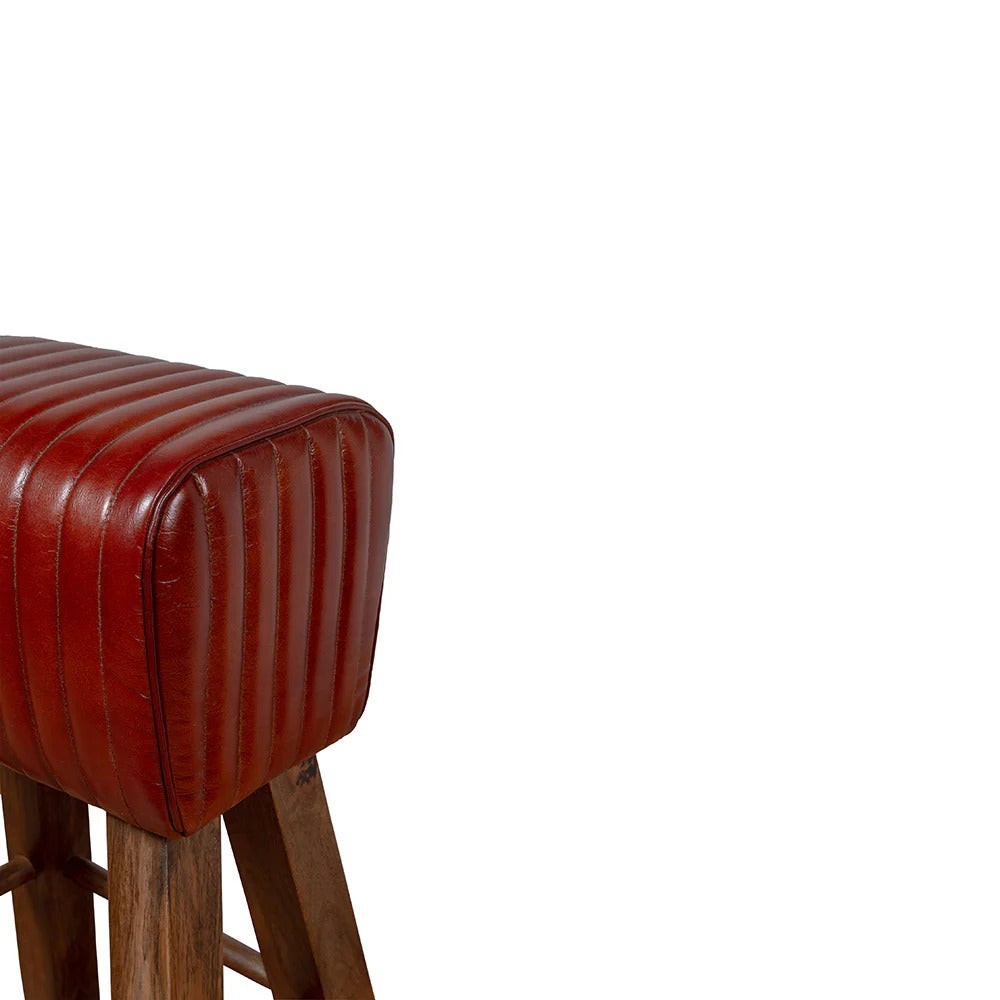 Round Leather Counter Stool