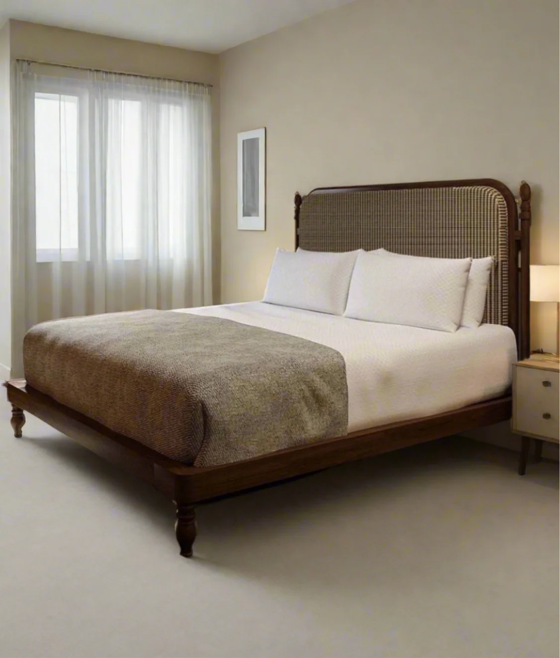 Arch Rattan Panel Wooden Bed Headboard