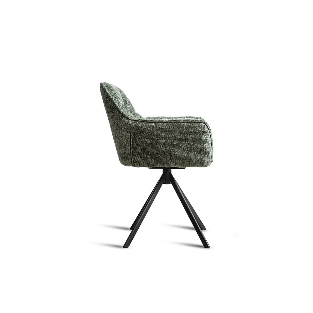 Green Upholstered Spider-Base Chair