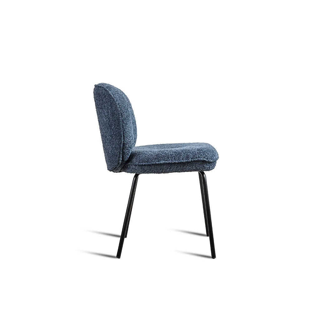 Navy Bouclé Round-Back Dining Chair