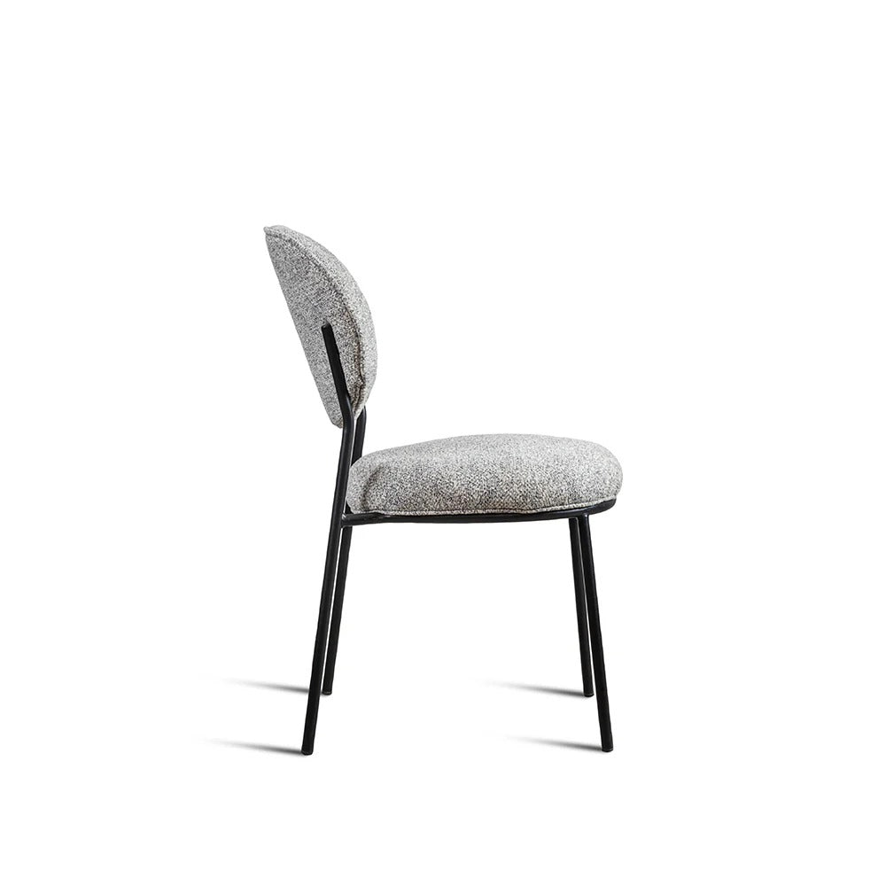 Grey Bouclé Round-Back Dining Chair