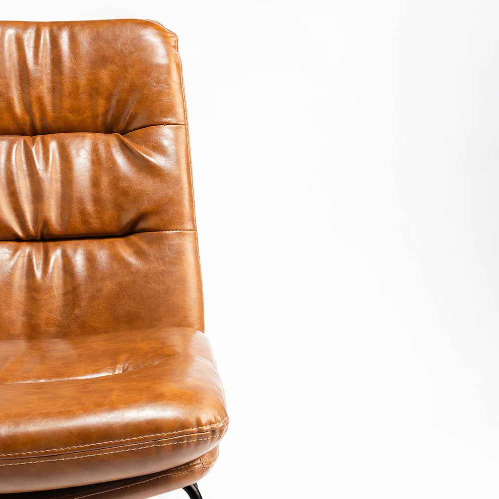 Sled-Base Tan Leatherette Side Chair
