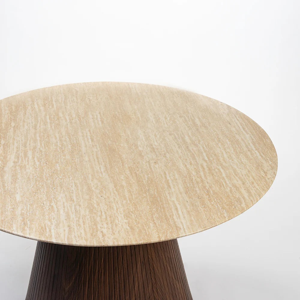 Travertine Halo Round Dining Table