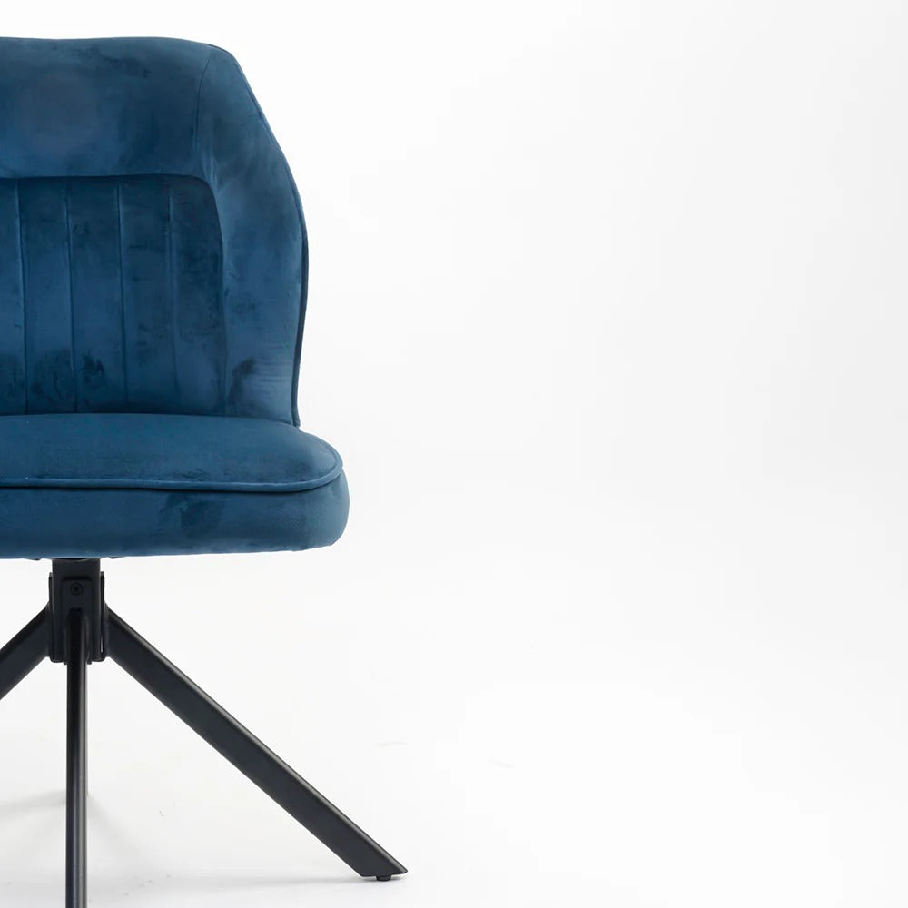 Tezzo Blue Velvet Swivel Dining Chair
