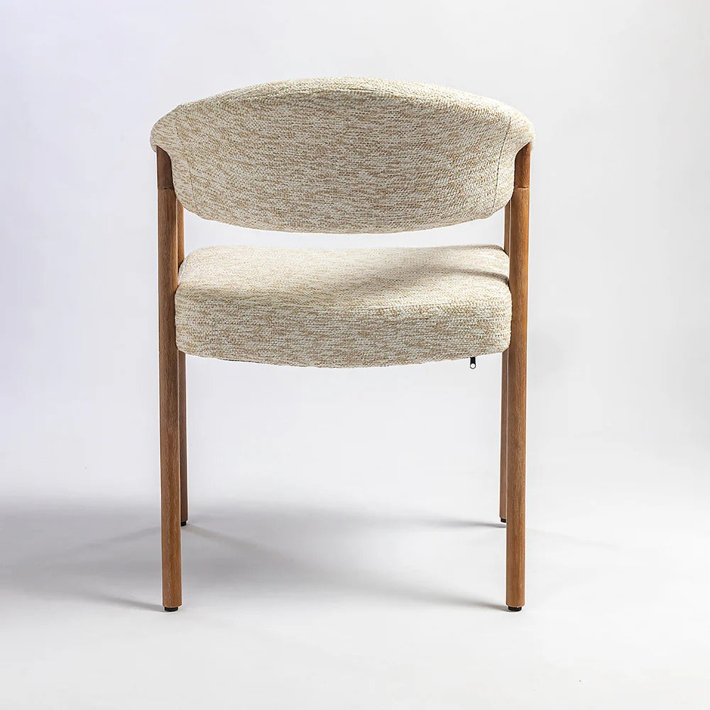 Beige Barrel-Back Upholstered Dining Chair