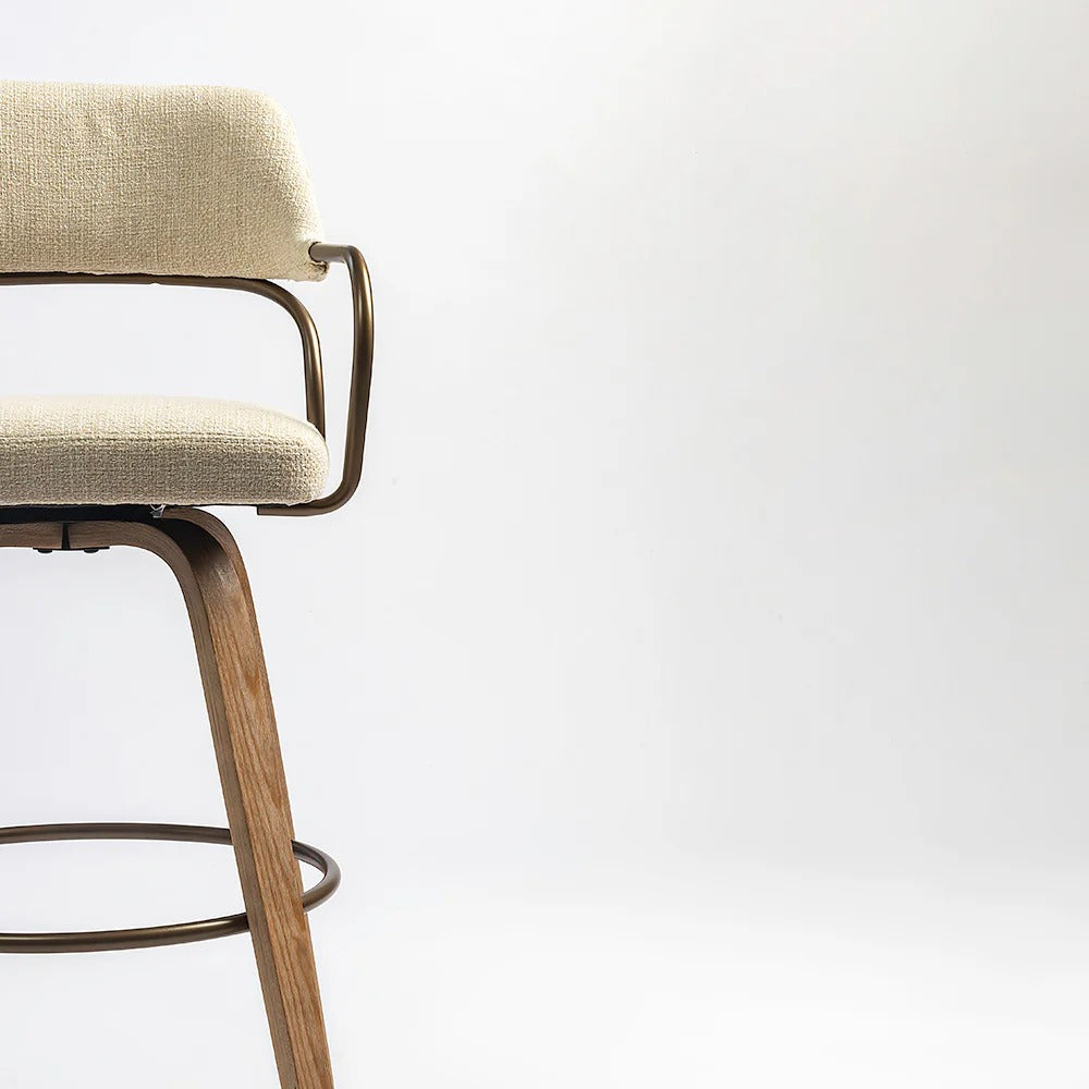 Full-Back Swivel Counter Stool in Beige