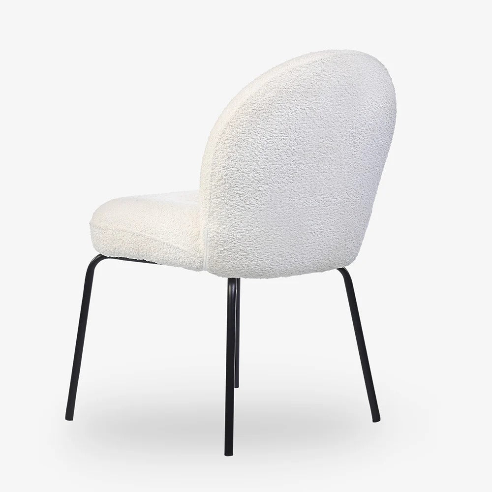Bouclé Round-Back Metal Chair