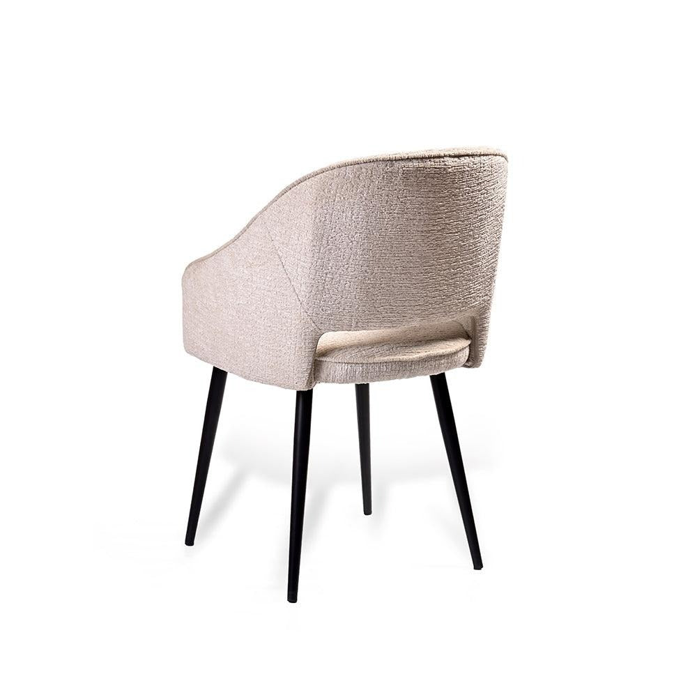 Curved Beige Fabric Dining Chair