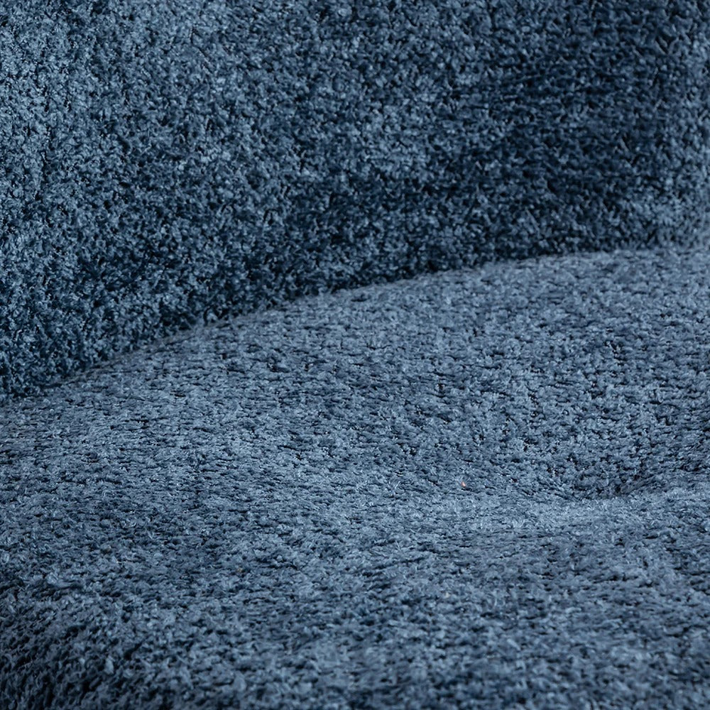 Navy Bouclé Round-Back Dining Chair