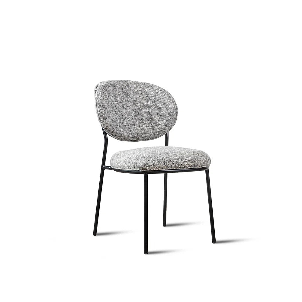 Grey Bouclé Round-Back Dining Chair