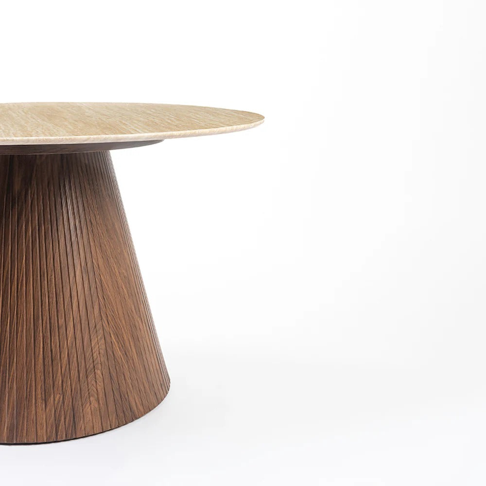 Travertine Halo Round Dining Table