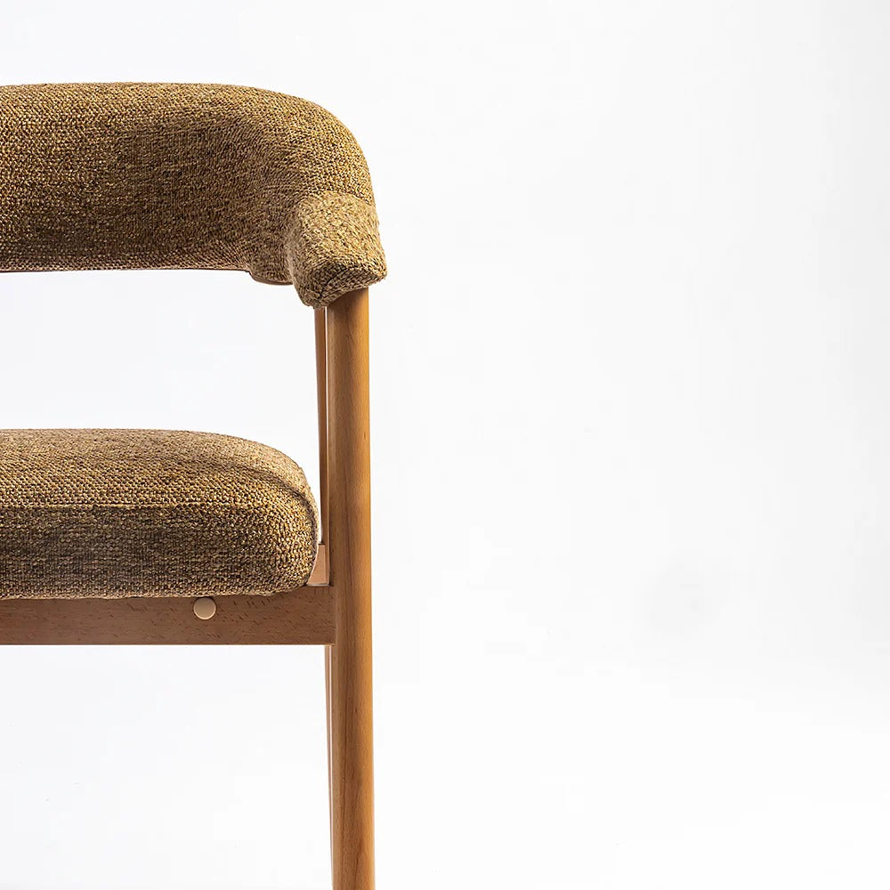 Mid-Century Fabric Dining Chair with Wooden Legs