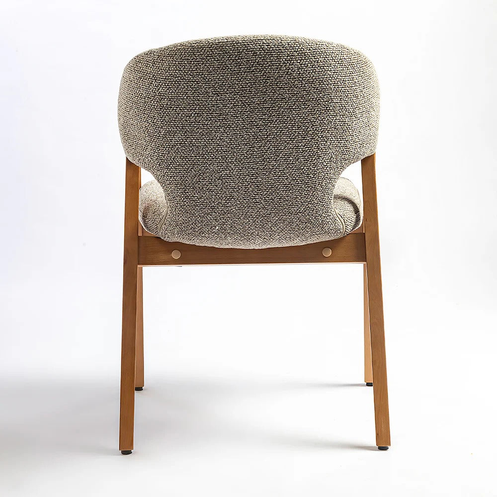 Curved Barrel-Back Dining Chair with Wooden Legs