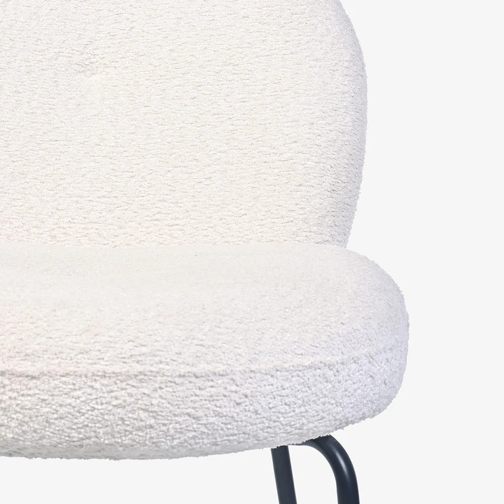 Bouclé Round-Back Metal Chair