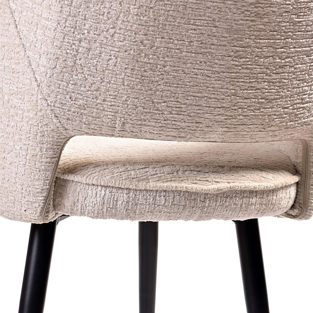 Curved Beige Fabric Dining Chair