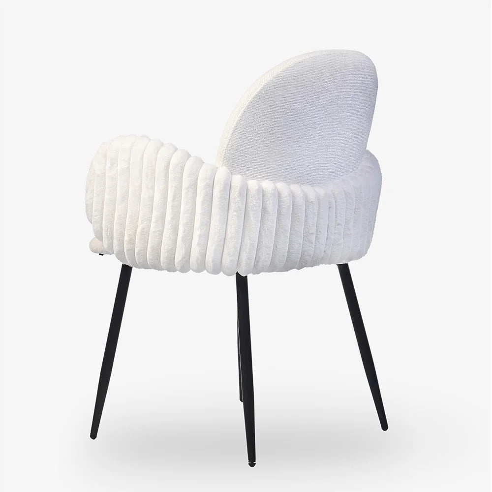 Elysian White Bouclé Dining Set