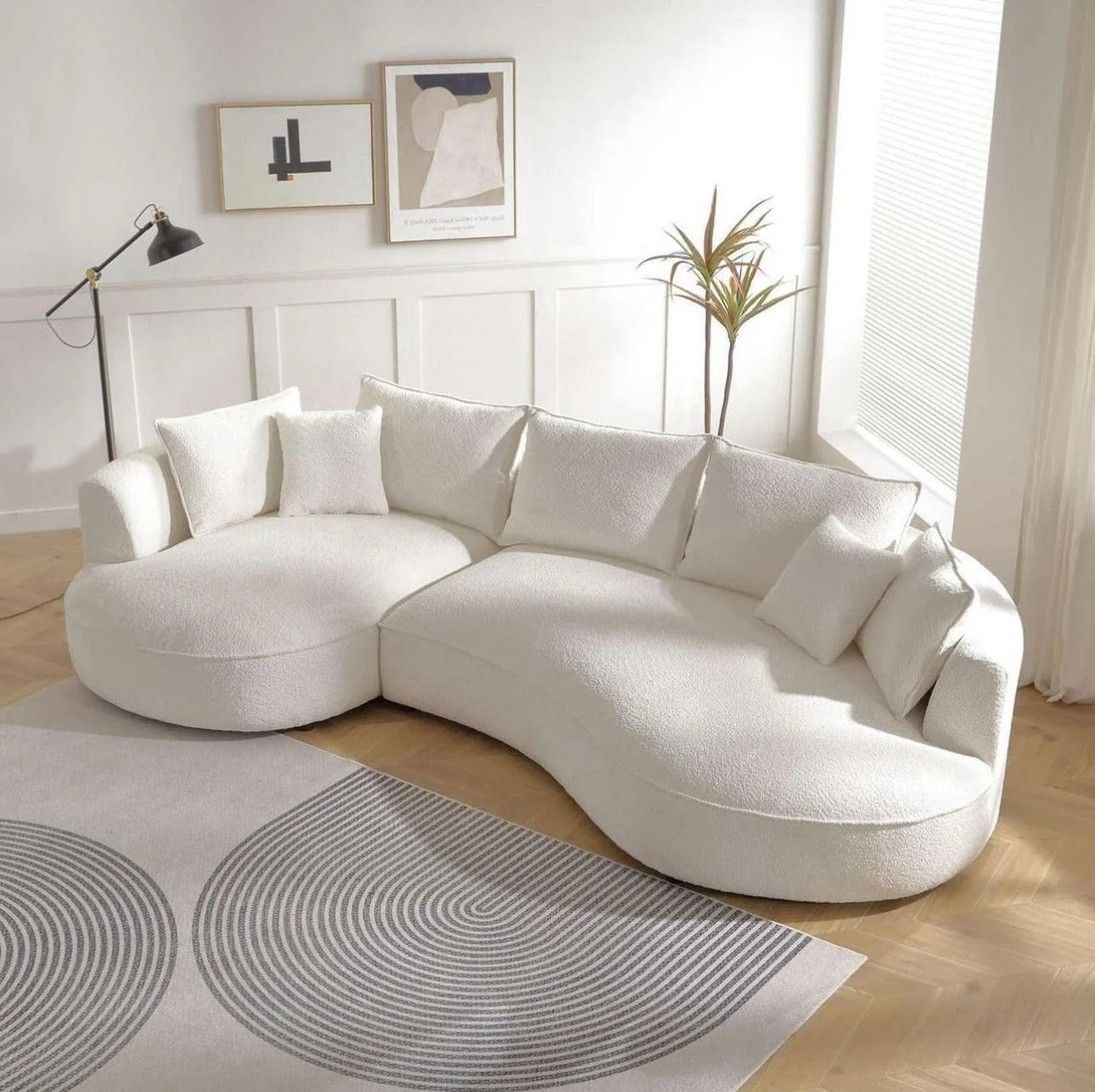 Snowy Twist Curved Bouclé 3 Seater Sofa
