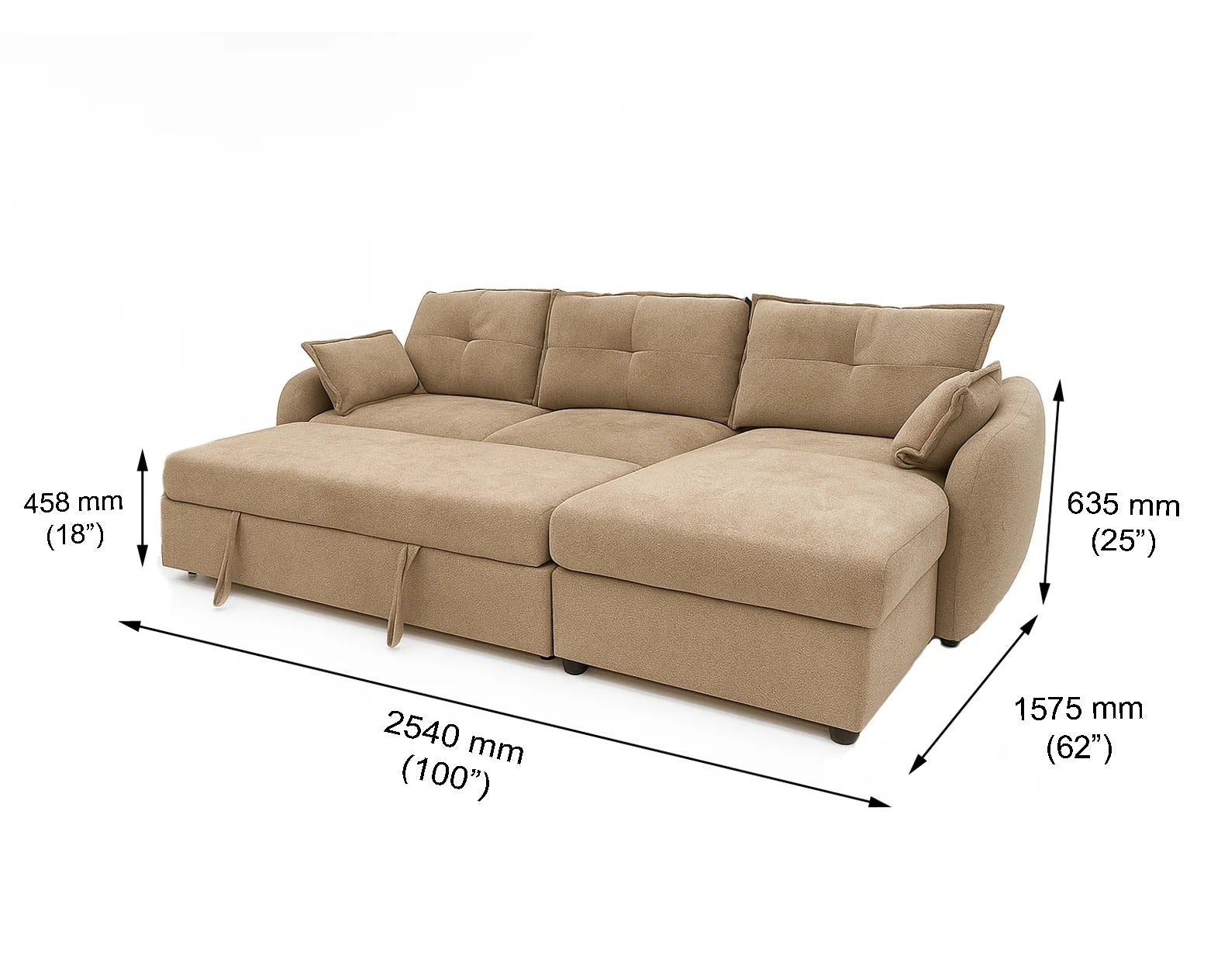 Lorenzo Fabric Sectional Sofa Cum Bed