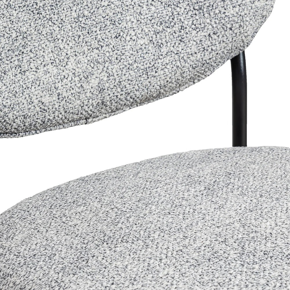 Grey Bouclé Round-Back Dining Chair