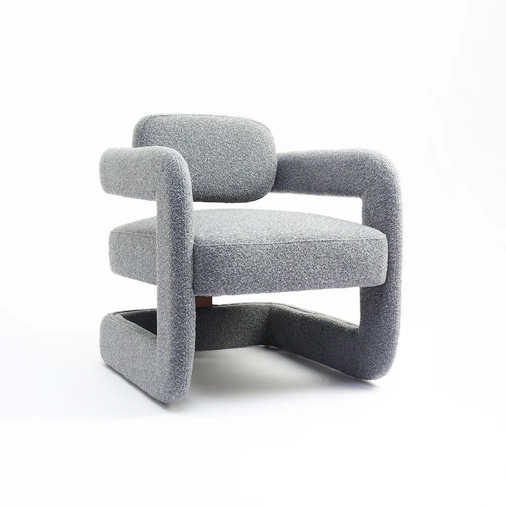 Sculptural Loop-Frame Bouclé Armchair