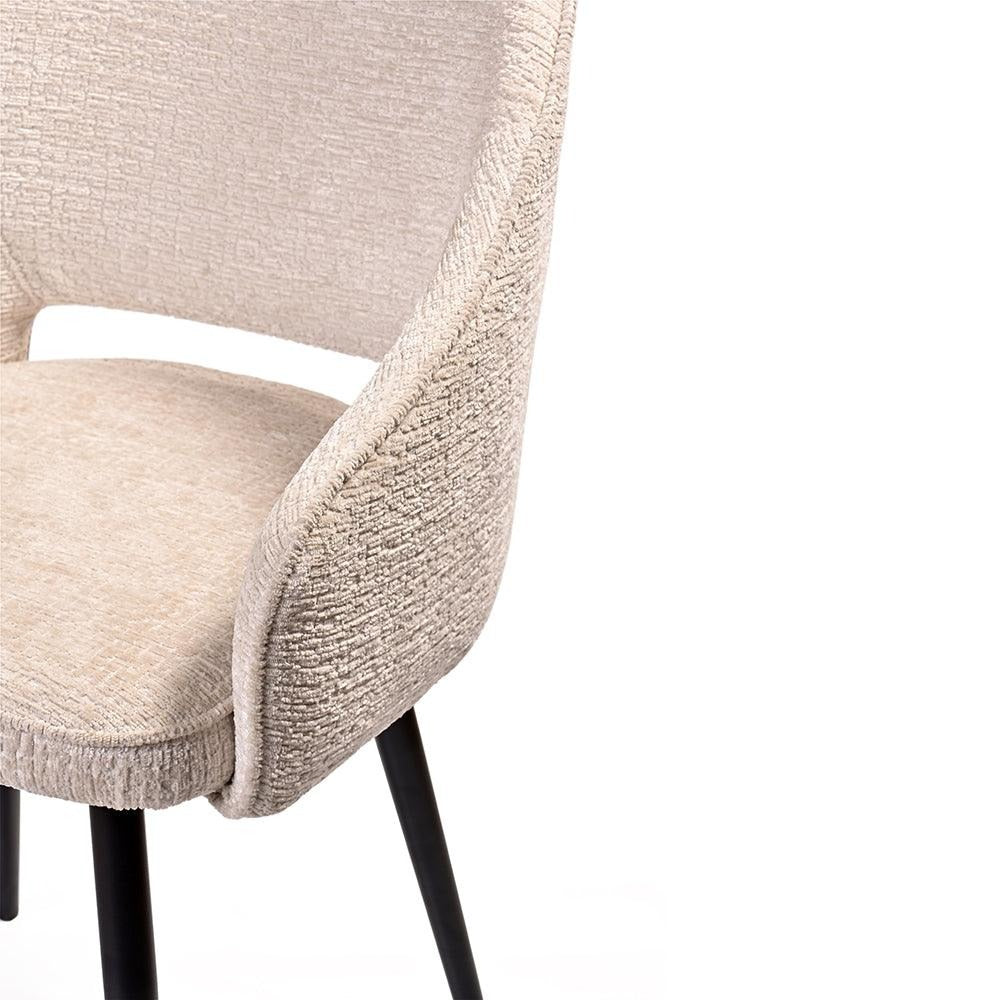 Curved Beige Fabric Dining Chair