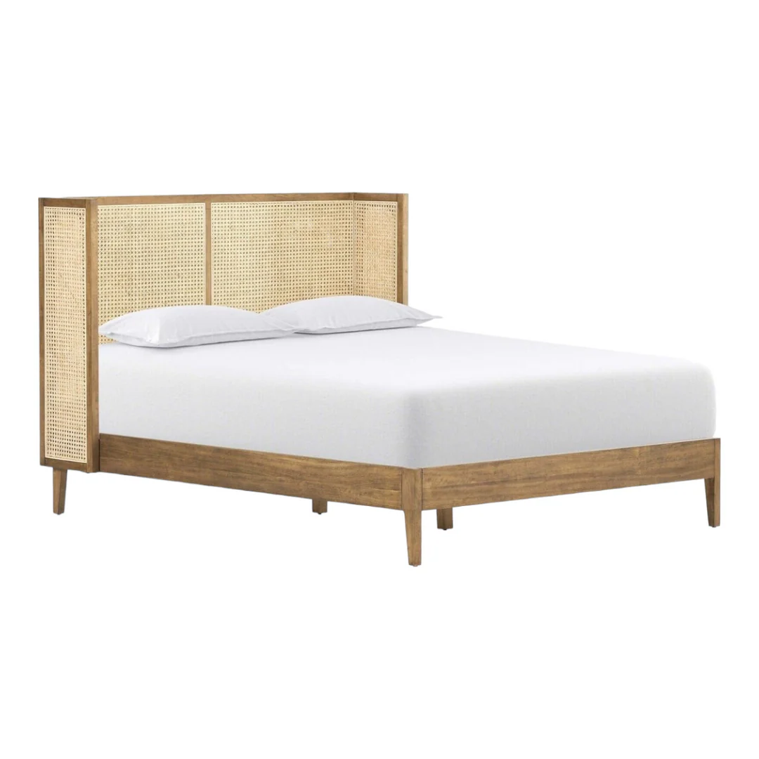 Rattan Queen Platform Bed Frame