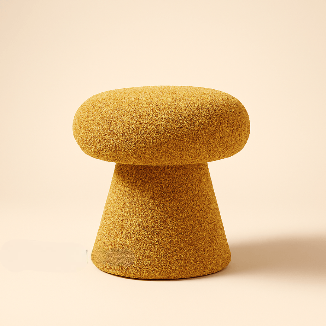 Modern Bouclé Sculpted Ottoman