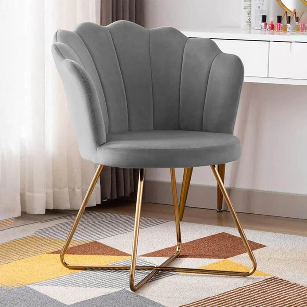 Grey Velvet Shell Back Accent Chair
