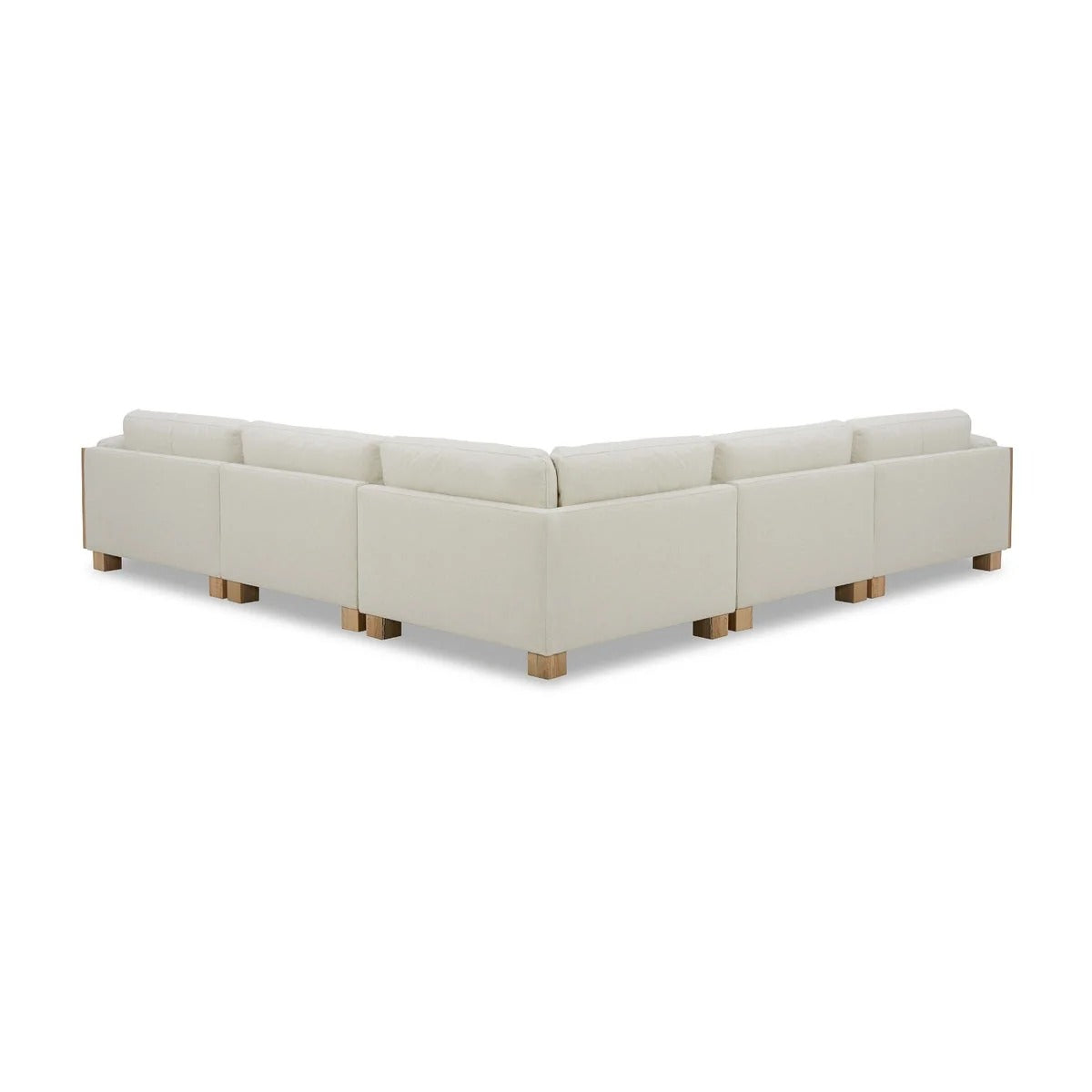Acacia Wood & Boucle Upholstered 5 Seater Sectional Sofa
