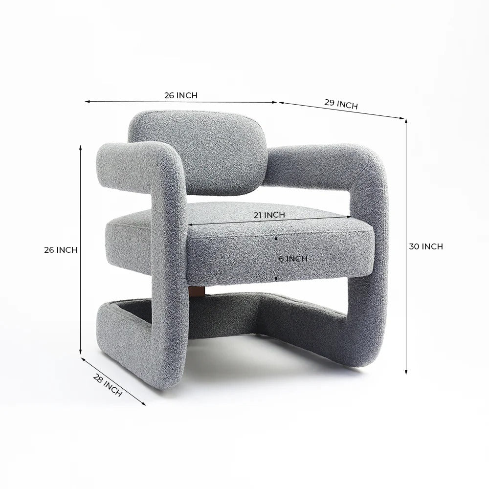 Sculptural Loop-Frame Bouclé Armchair