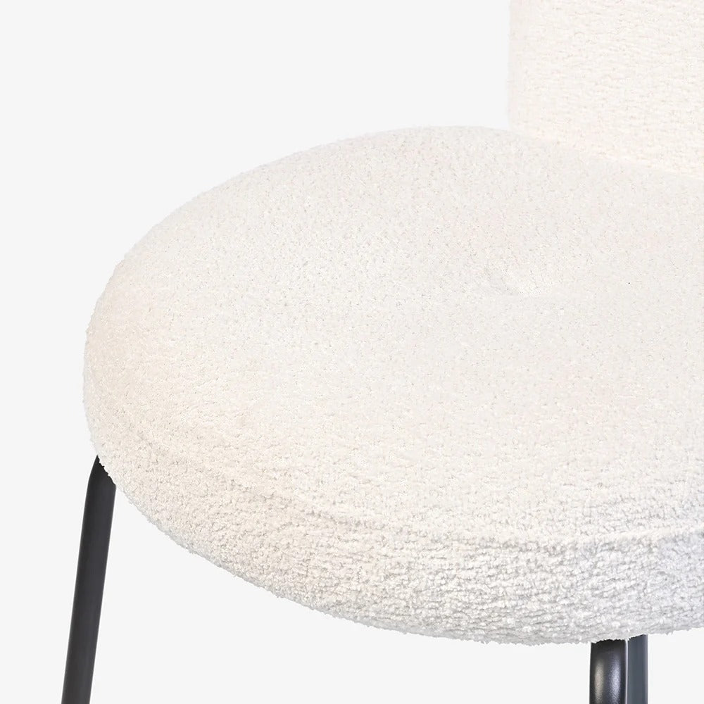 Bouclé Round-Back Metal Chair