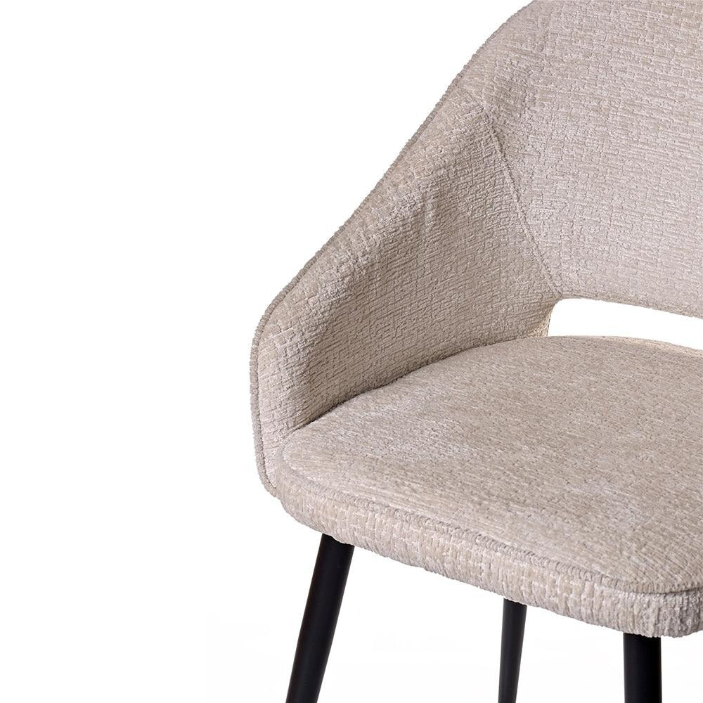 Curved Beige Fabric Dining Chair