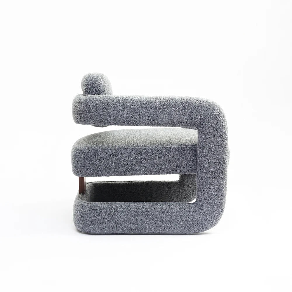 Sculptural Loop-Frame Bouclé Armchair