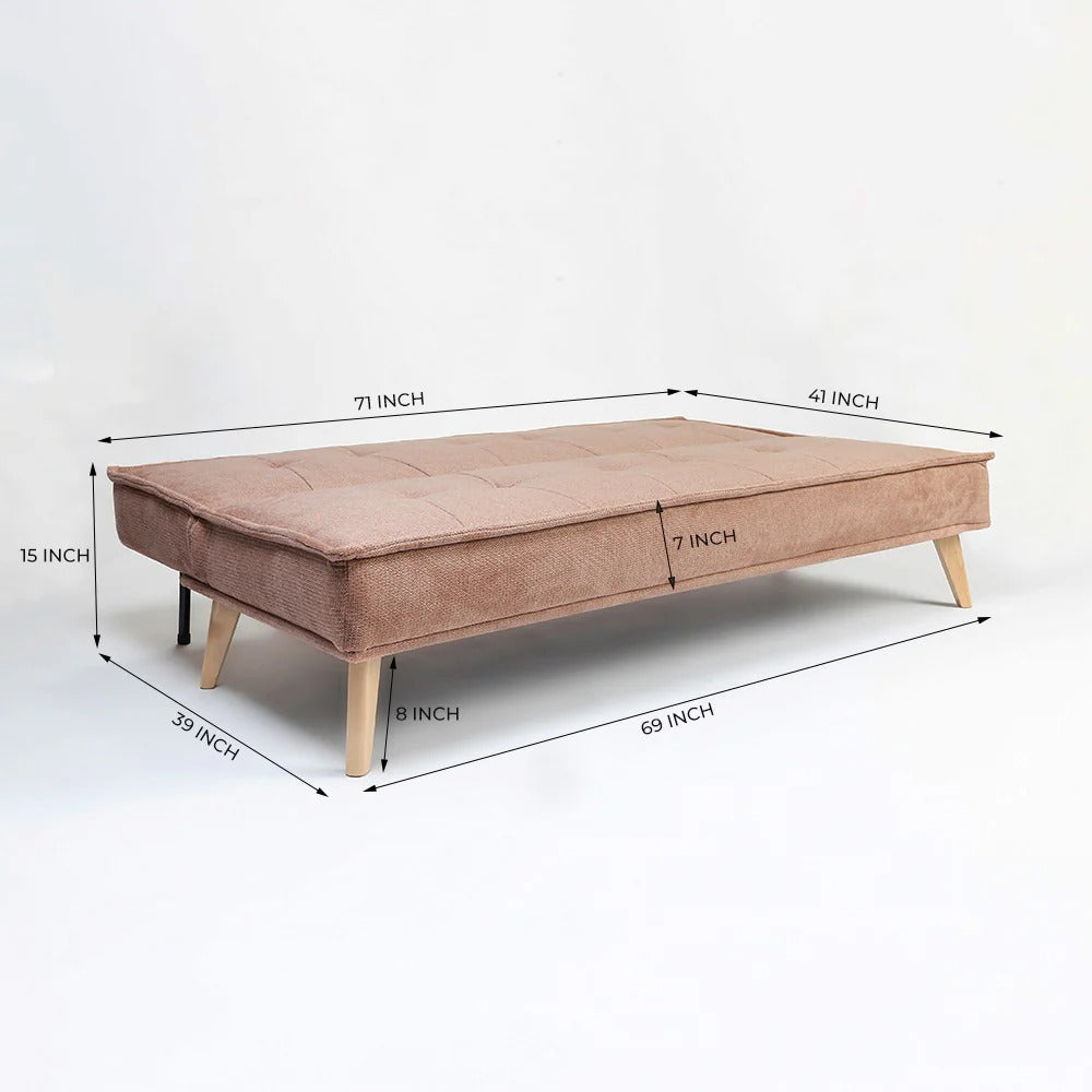 Easevo Sofa with Bed In Pink Velvet