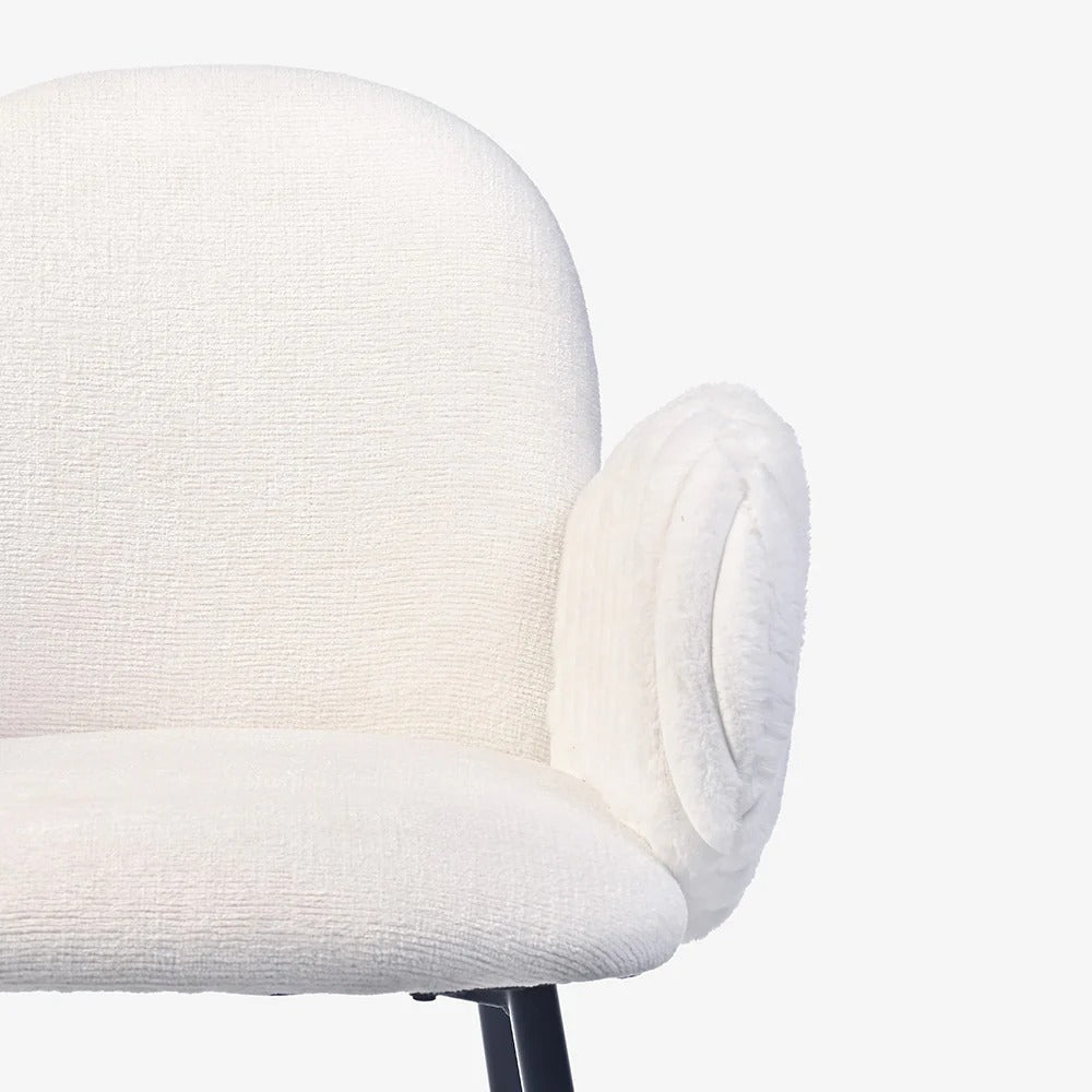 Elysian White Bouclé Dining Set