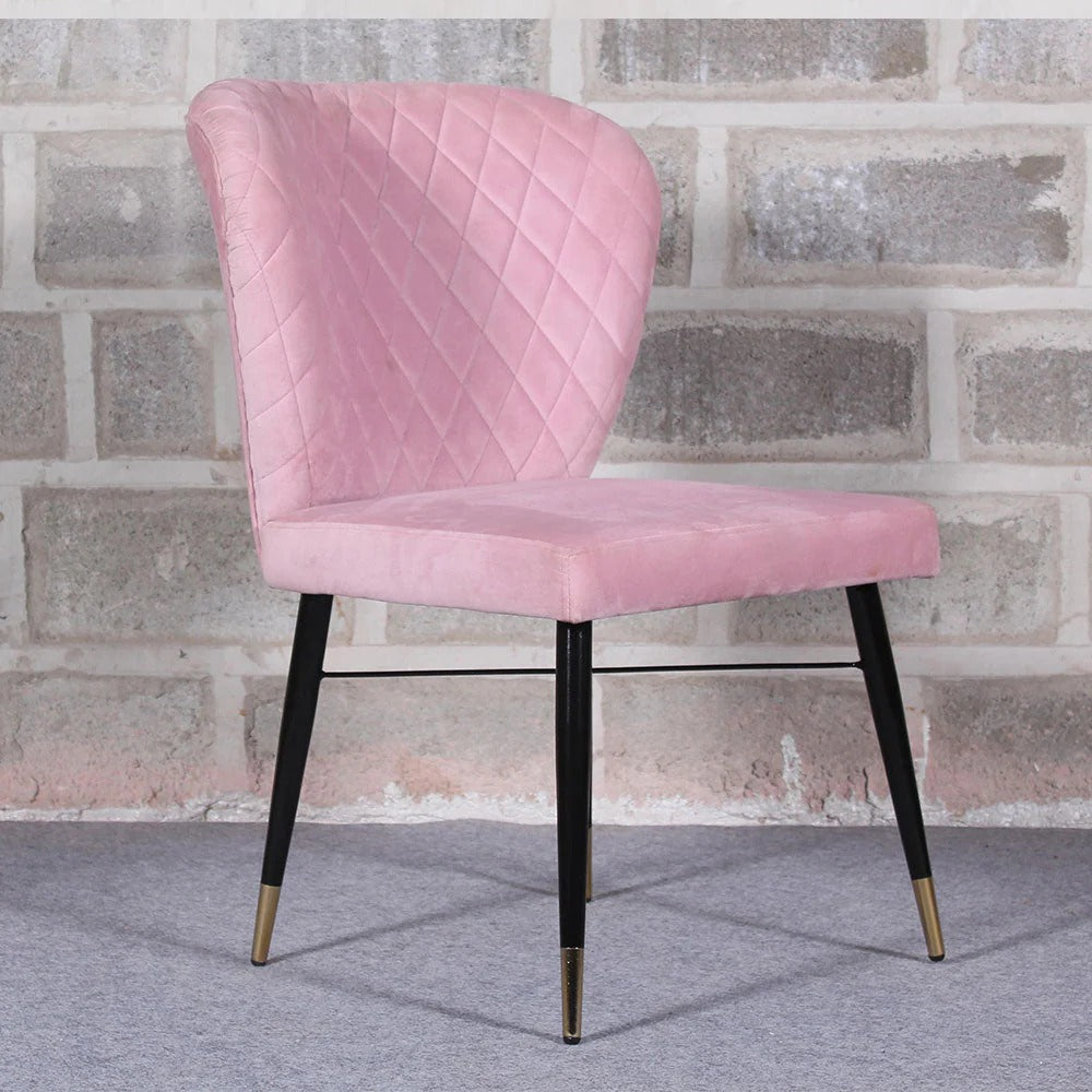 Classic Pink Velvet Dining Accent Chai