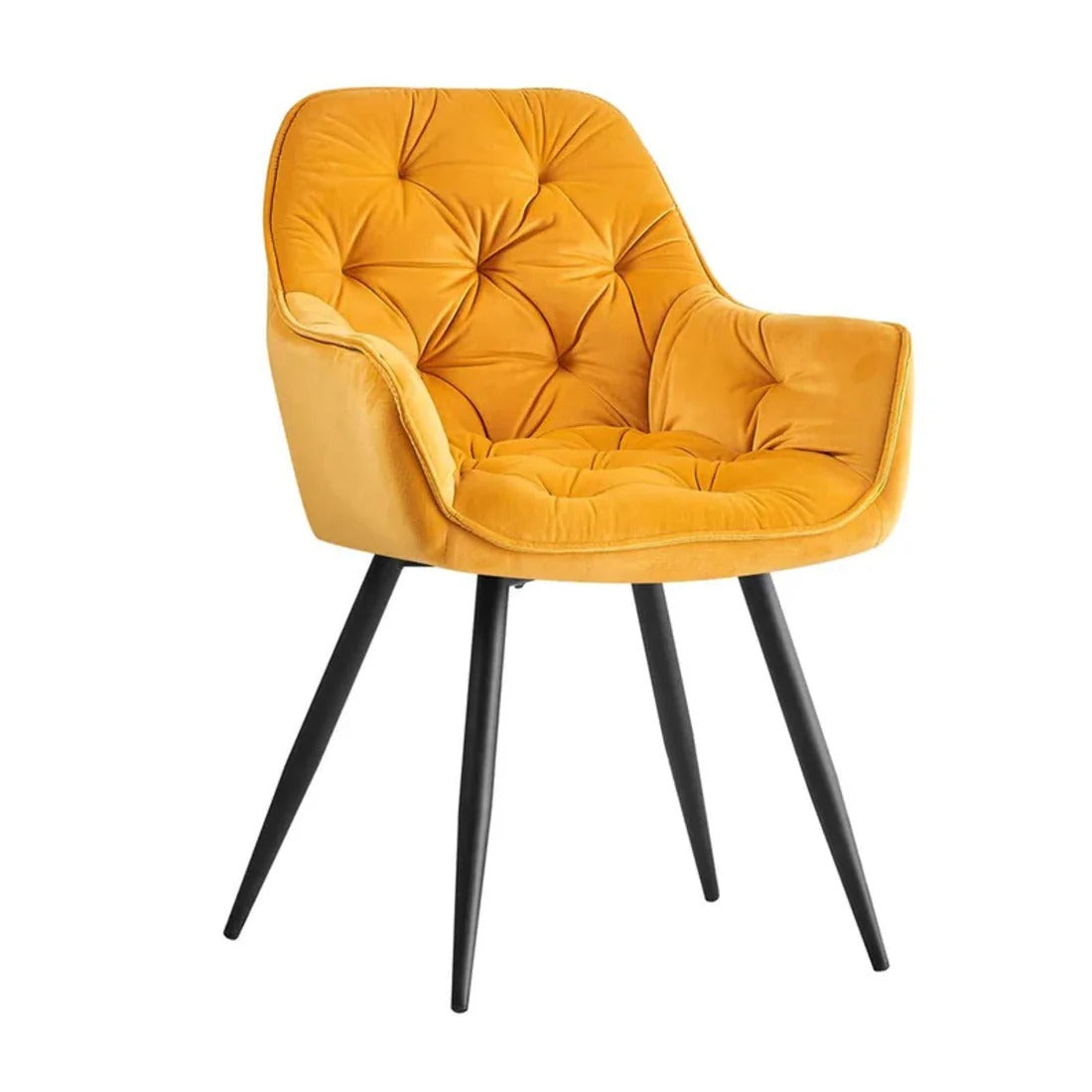 Yellow Tufted Velvet Accent Chair