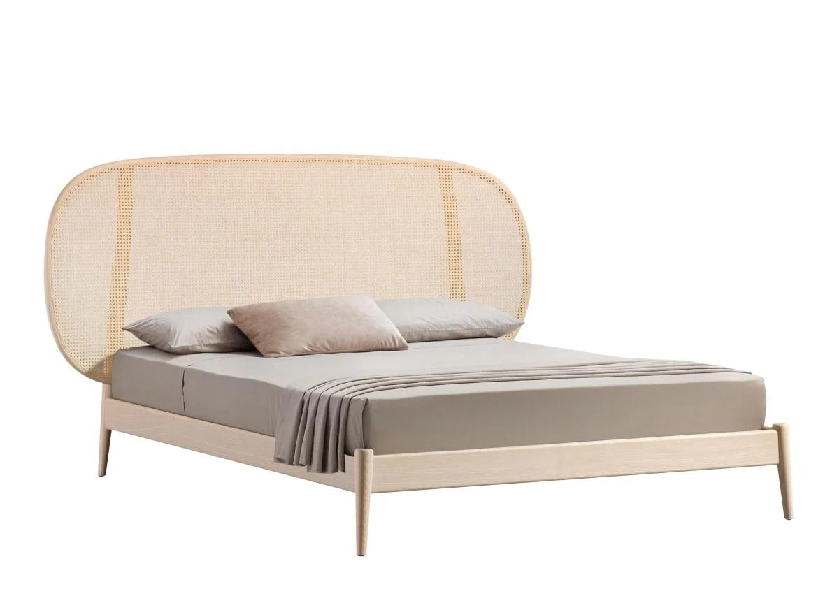 Oversized Rattan Arch Headboard Bed