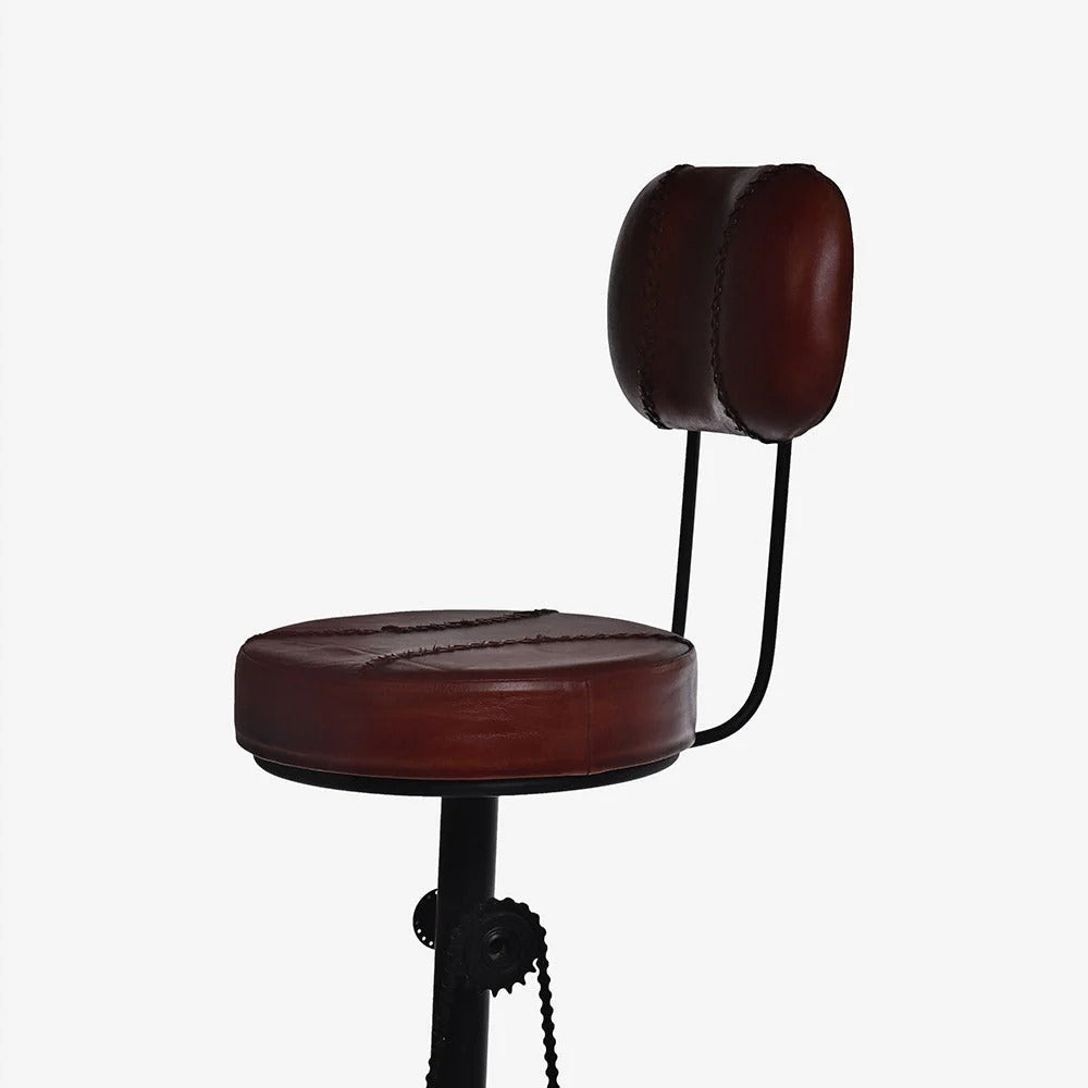 Round-Seat Metal Bar Chair with Padded Back