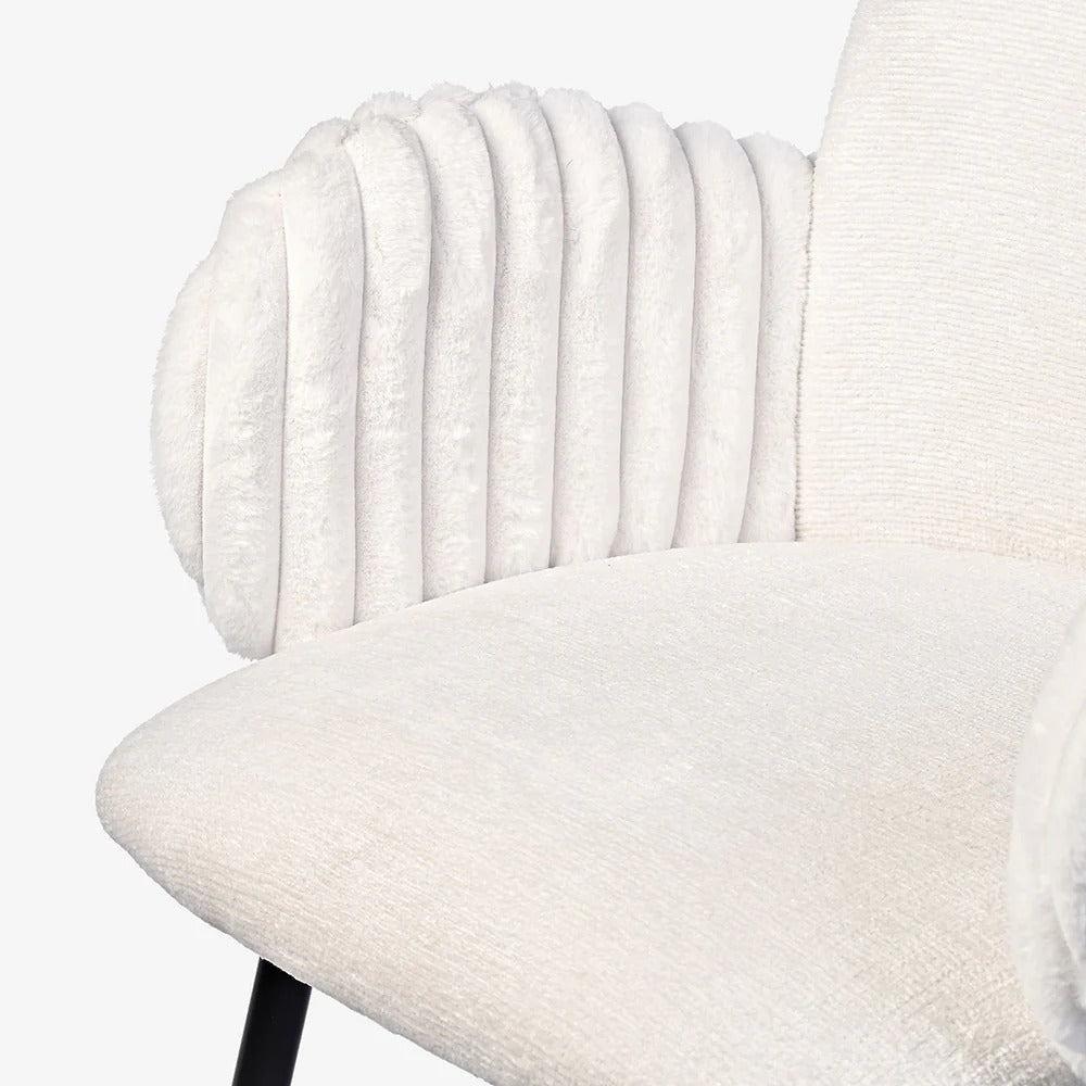 Elysian White Bouclé Dining Set