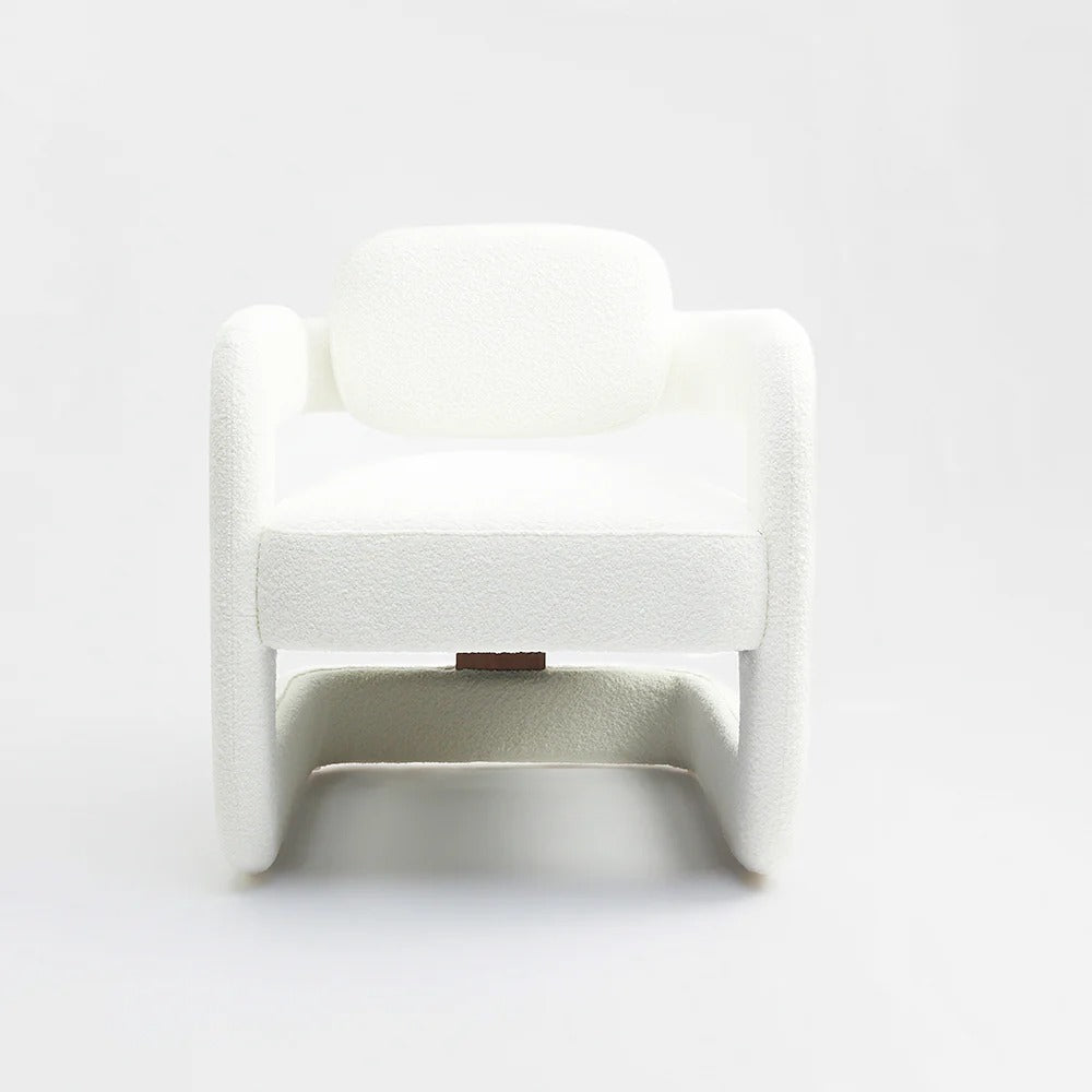 Sculptural Loop-Frame Bouclé Armchair