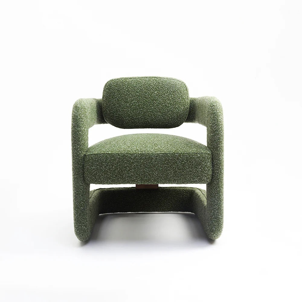 Sculptural Loop-Frame Bouclé Armchair
