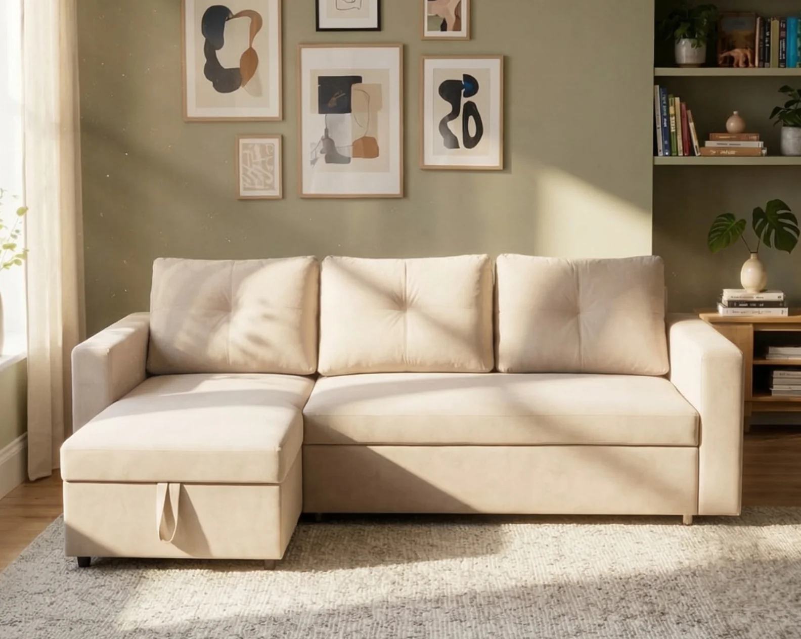 Alessio Fabric Sectional Sofa Cum Bed