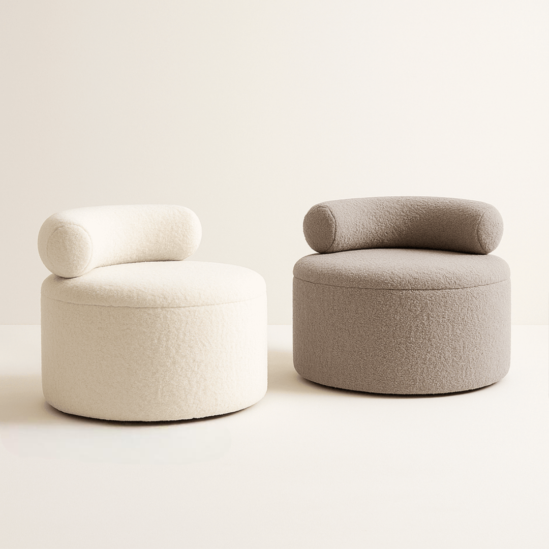 Curved Velvet Ottoman Chair
