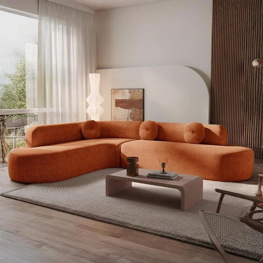 Luxe Curved Modular Velvet 5 Seater Sofa with Pine Wood Base