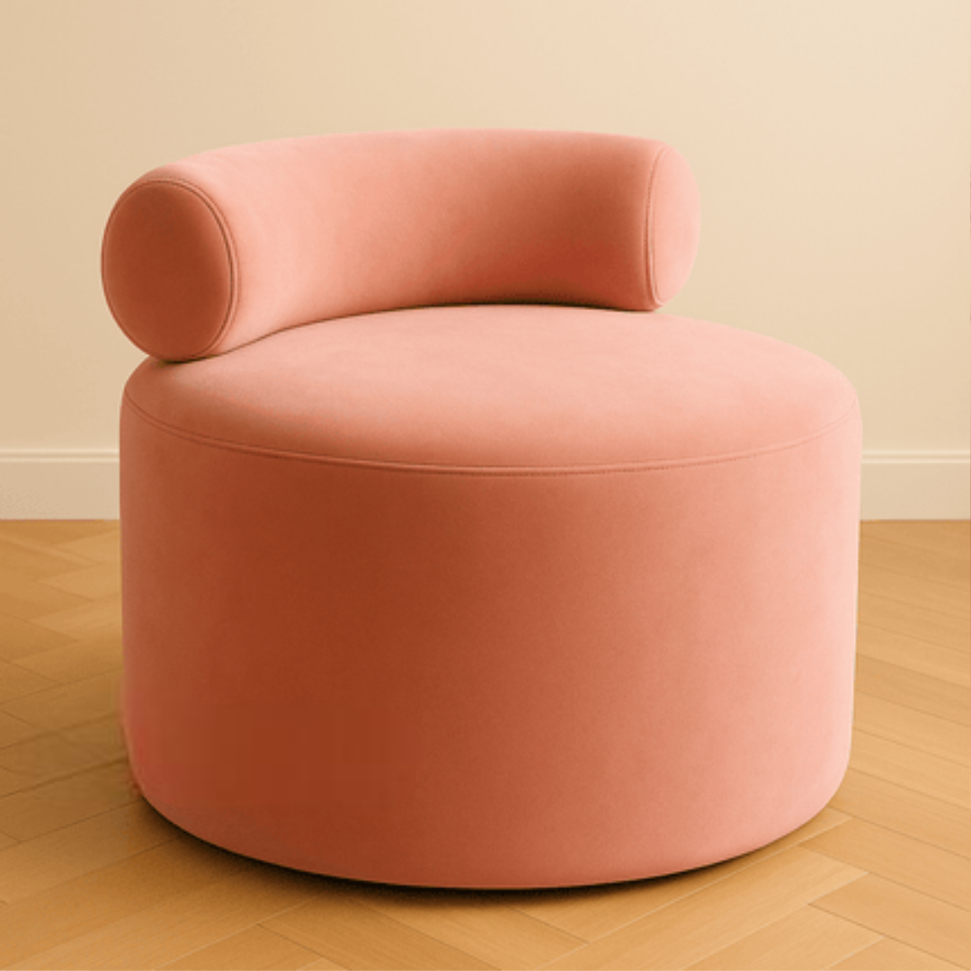 Curved Velvet Ottoman Chair