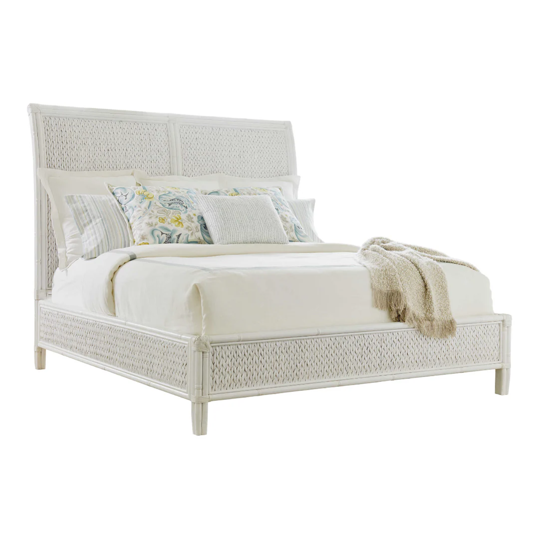 Coastal White Rattan Queen Bed