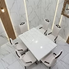 Modern 6-Seater Marble-Top Dining Set