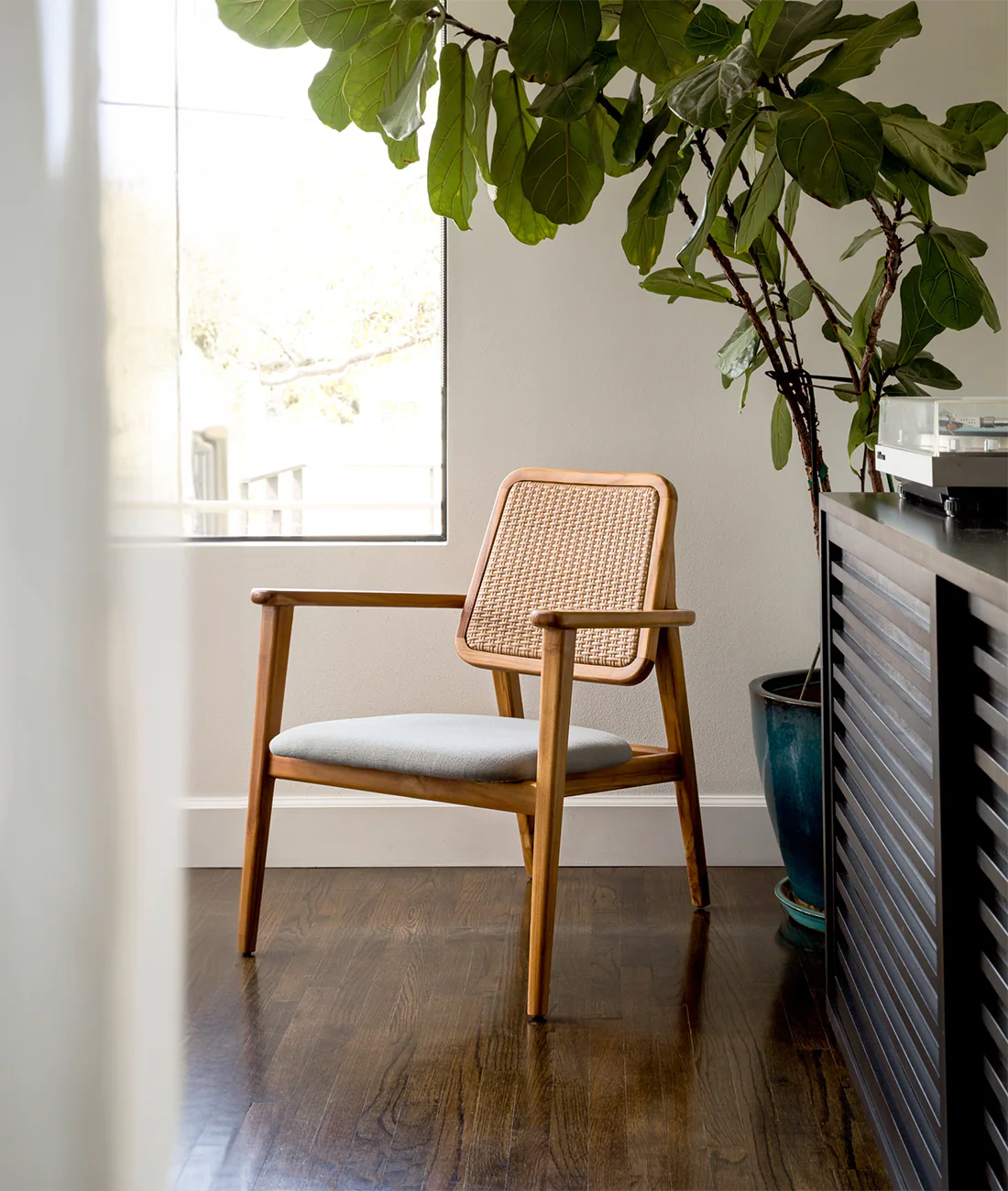 Mid-Century Rattan Accent Chair